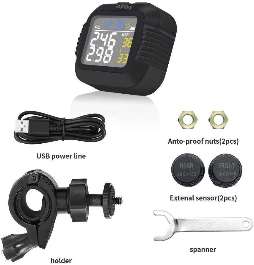 Infitary Motorcycle TPMS Tire  - Tire Pressure Monitor ulasan dan harga
